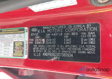 2013 Kia Sportage Lx из США, поврежденный, VIN KNDPB3A20D7380934